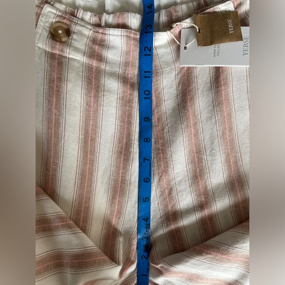 NWT Yerse linen striped wide leg pants high waisted size M trousers - Picture 11 of 16